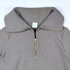 Women's Large - VARLEY Half Zip OTTOMAN Sweatshirt Gray Funnel Collar Pullover